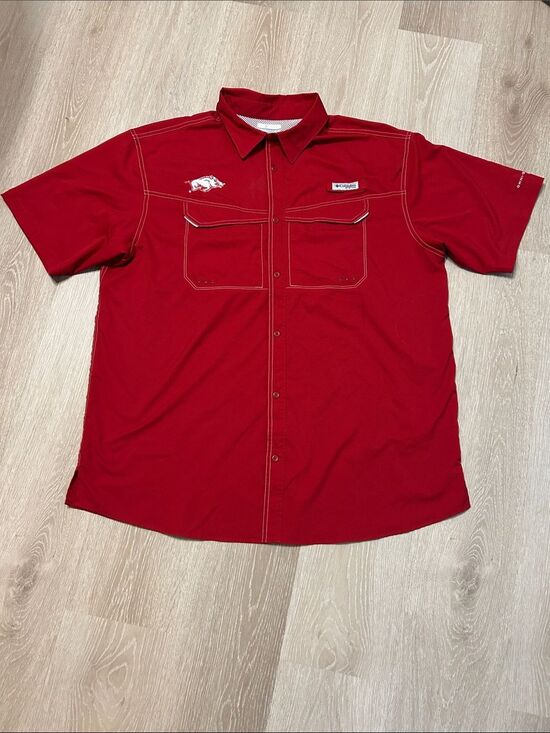 Columbia Other - Columbia Sportsware Men’s Arkansas Razorback Short Sleeve Button-Down Shirt XL